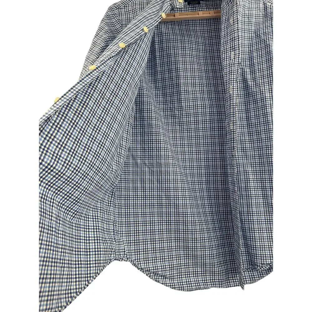 Polo Ralph Lauren button down long sleeve blue plaid shirt size S 100% cotton